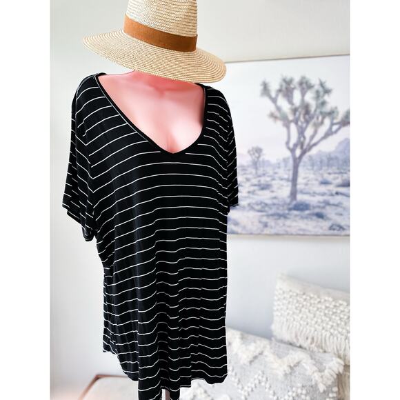 Laidback Daydream Oversized slouchy striped relaxed drape tunic plus size - Picture 1 of 4
